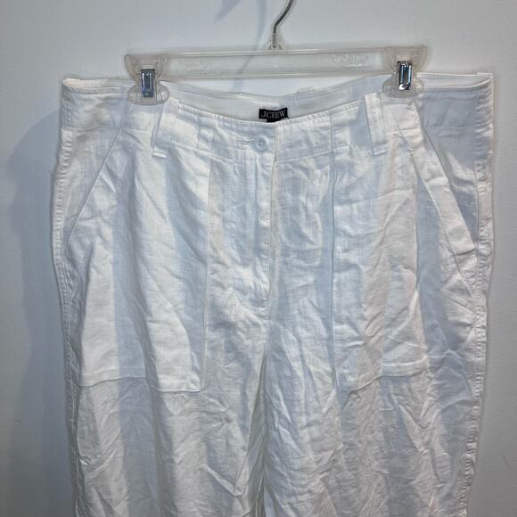 J.‎ Crew NWT Women's White Linen Blend Pants Size 14 I Coastal, Resort, Preppy - Picture 3 of 6